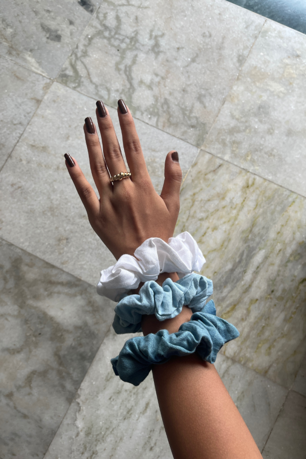 Dark Blue Hemp Scrunchie - Image 3
